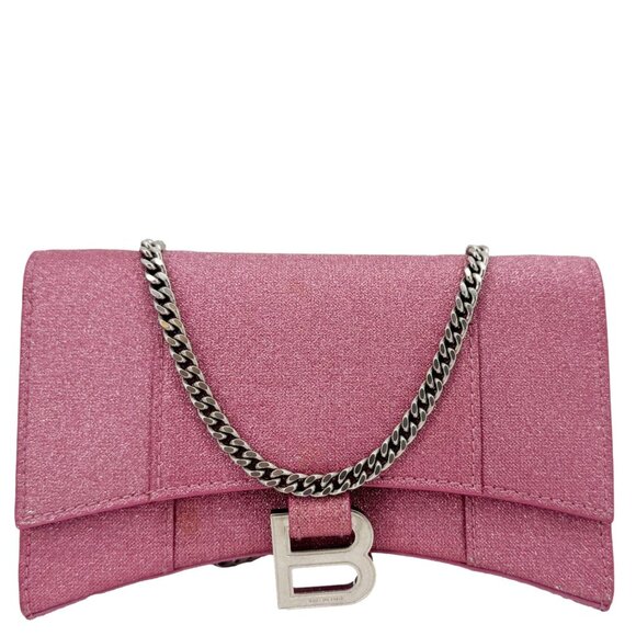 Balenciaga Handbags - Balenciaga  Hourglass Leather Wallet On Chain Shoulder Bag Pink